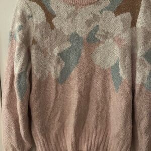 Abercrombie Kids Floral Knit Sweater size 17/18- Pink, Blue, Brown